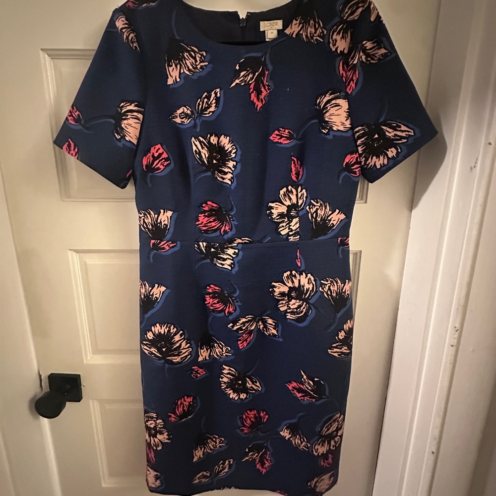 J. Crew Navy Vintage style Dress with Pink and Cream Floral